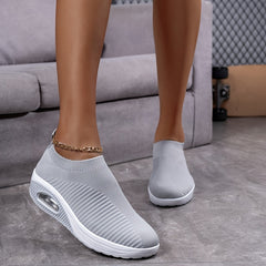 Women's Platform Chunky Sneakers Air Cushion Slip-on Walking Shoes