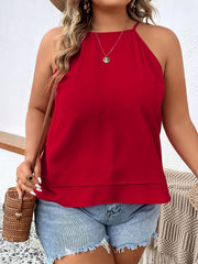  Casual Cami Top Solid Keyhole Back Slight Stretch Cami
