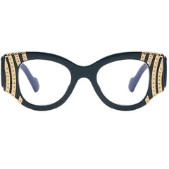 Rhinestone Cat Eye Metal Eyeglasses Clear Lenses Non prescription Retro Eyewear