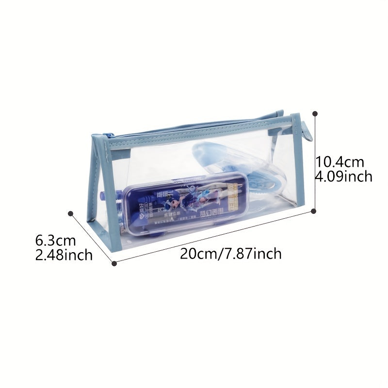 Clear Transparent Marker Pouch with Zipper for Stationery and Makeup