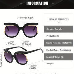 Oversized Cat Eye Sunglasses Gradient Lens UV Block Oval Frame Eyewear
