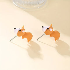 Animal Cartoon Stud Earrings Funny Bite Ear Piercing Jewelry