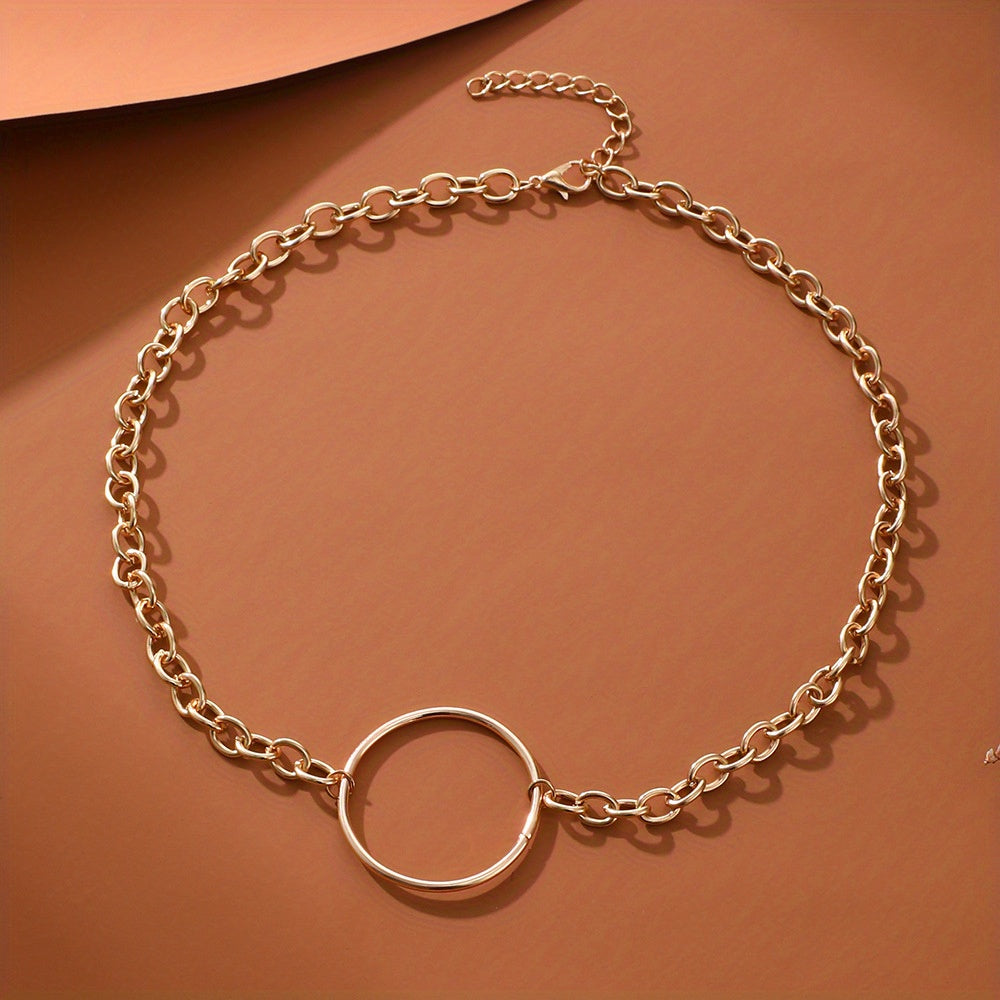 Women's Golden Round Hollow Necklace Daily Decor Ornament