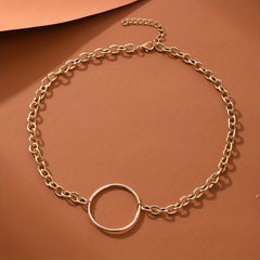 Women's Golden Round Hollow Necklace Daily Decor Ornament