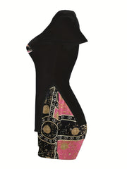 Lips Print T Shirt & Yoga Shorts 2pcs Set for Women