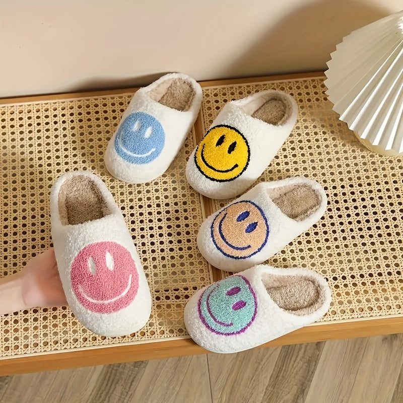 Happy Face Cozy Slippers For Girls Anti-Skid Indoor Shoes