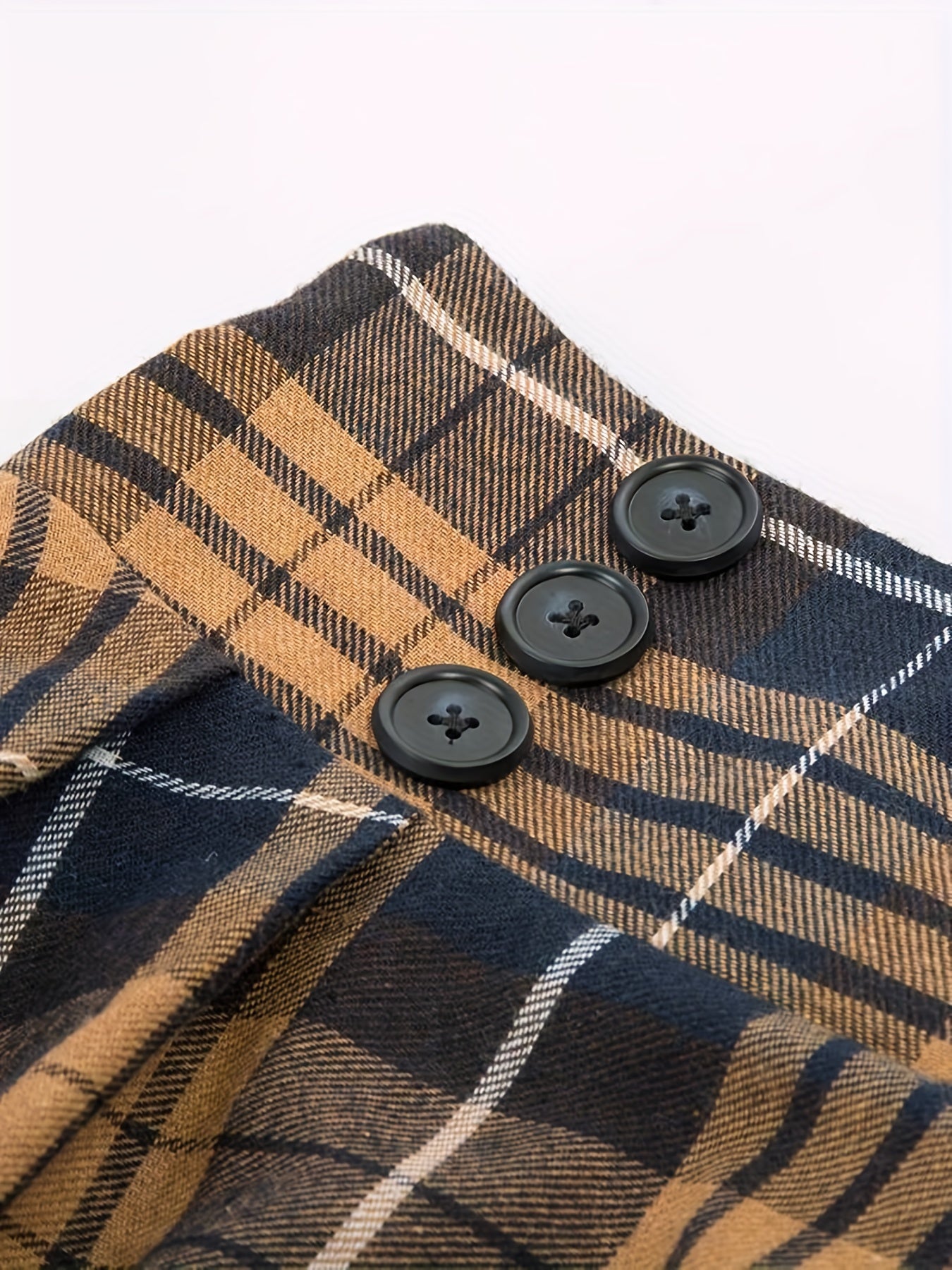  Grunge Skirt Women's Plus Plaid Print Button Elastic Ruffle Skirt