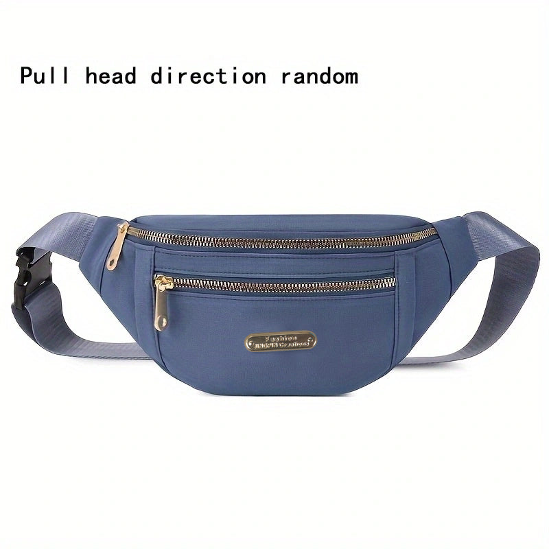 Casual Nylon Waist Bag Double Zipper Crossbody Bag Women's Fanny Pack
