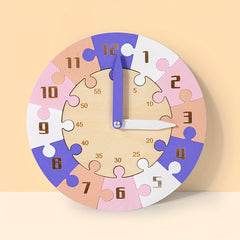 Wooden Jigsaw Puzzle Clock Time Learning Toy for Kids