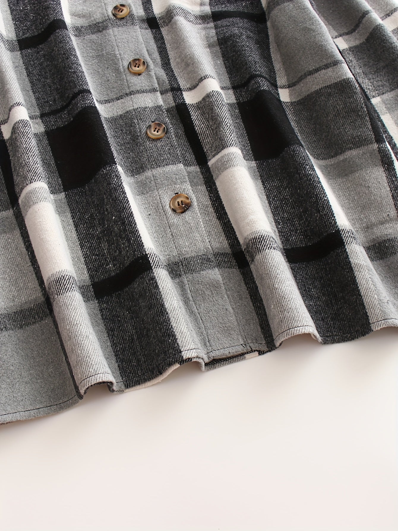  Plaid Print Long Sleeve Button Up Collar Shirt