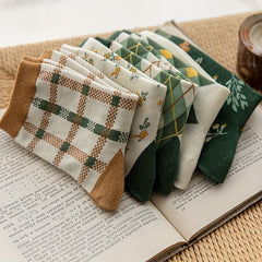 5 Pairs Retro Floral & Plaid Mid Tube Socks Women's Stockings