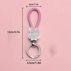 Rhinestone Keychain Car Metal Keychain Leather Bracelet Wristlet