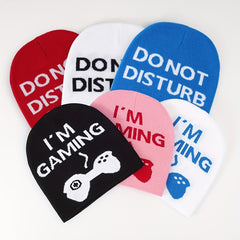 Console Letter Jacquard Beanie Unisex Hip Hop 90s Skull Cap Lightweight Warm Hat