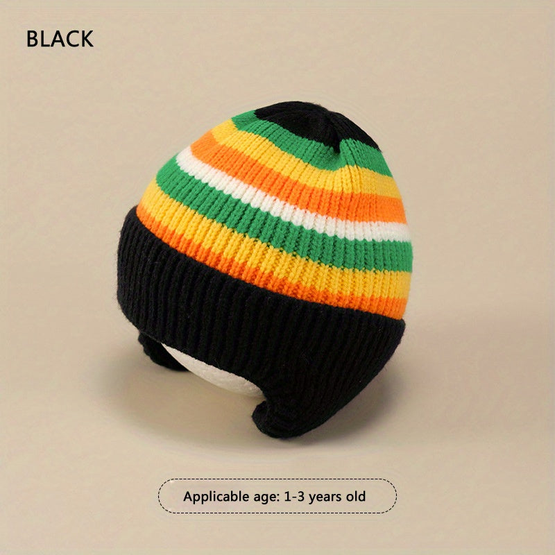 Autumn Winter Rainbow Jacquard Knitted Hat for 1-3 Years Old