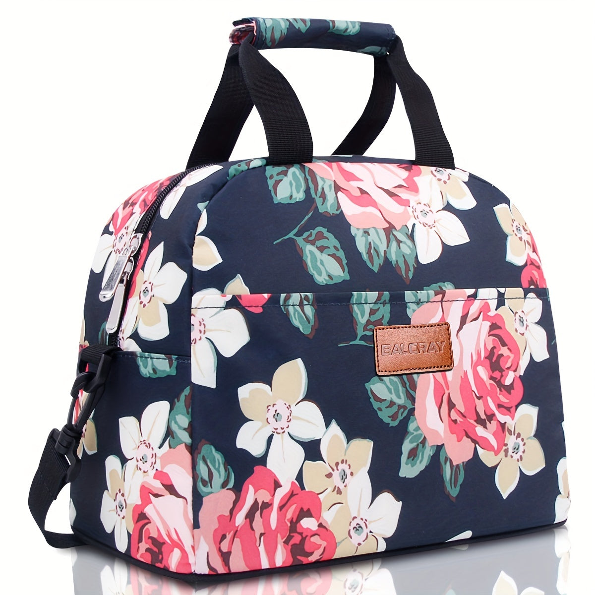 Insulated Flower Print Bag with Adjustable Shoulder Strap