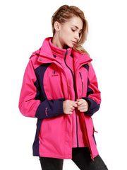3-in-1 Winter Hooded Jacket Waterproof Ski Coat Women's Outdoor Ski Jacket