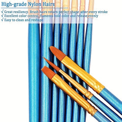 10pcs Watercolor Gouache Painting Brush Set Round Pointed Hook Pen Hair Brushes