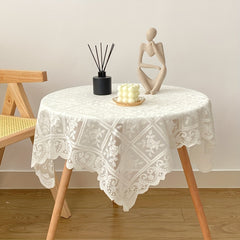 Elegant Beige Lace Tablecloth for Coffee Table or Bedside Cabinet