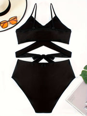  Solid Halter Bikini Set