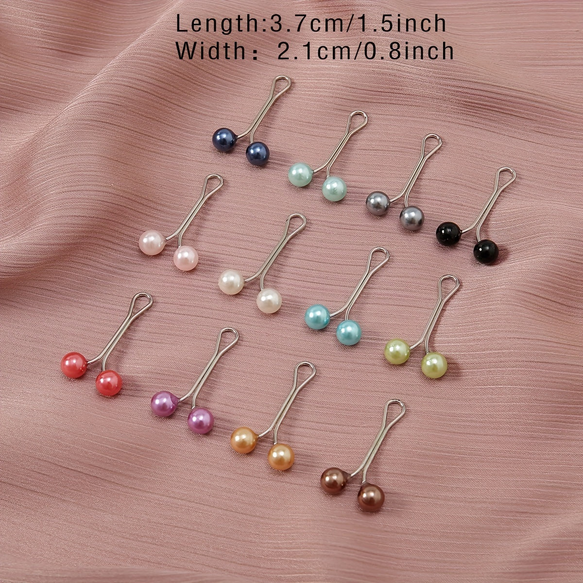 12pcs Faux Pearl Scarf Pin Headscarf U Shape Clip Shawl Brooch Multicolor