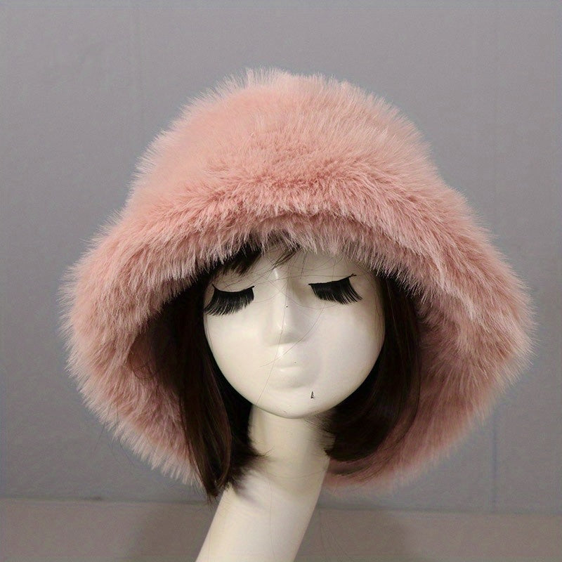 Plush Bucket Hat Winter Warm Basin Hat Windproof Ear Protection Fisherman Cap
