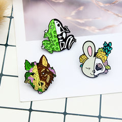 Half Skeleton Animal Brooch Novelty Design