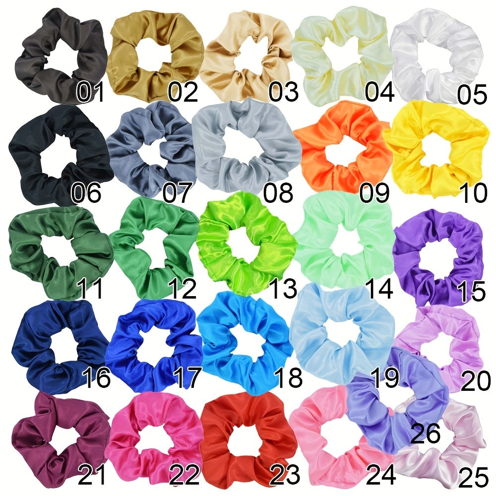 10pcs Large Satin Scrunchie Hair Tie Solid Silky Hair Rope