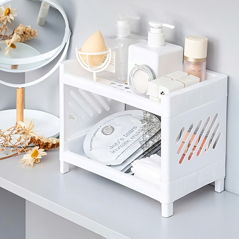 Desktop Double Layer Rack Cosmetic Storage Holder Table Sundries Display Shelf