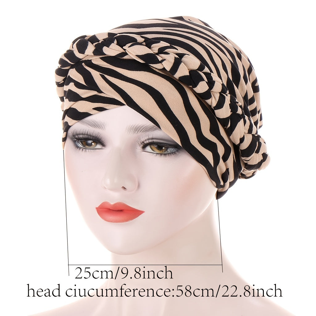 Leopard Print Turban Cap Women Head Wraps Lightweight Beanie