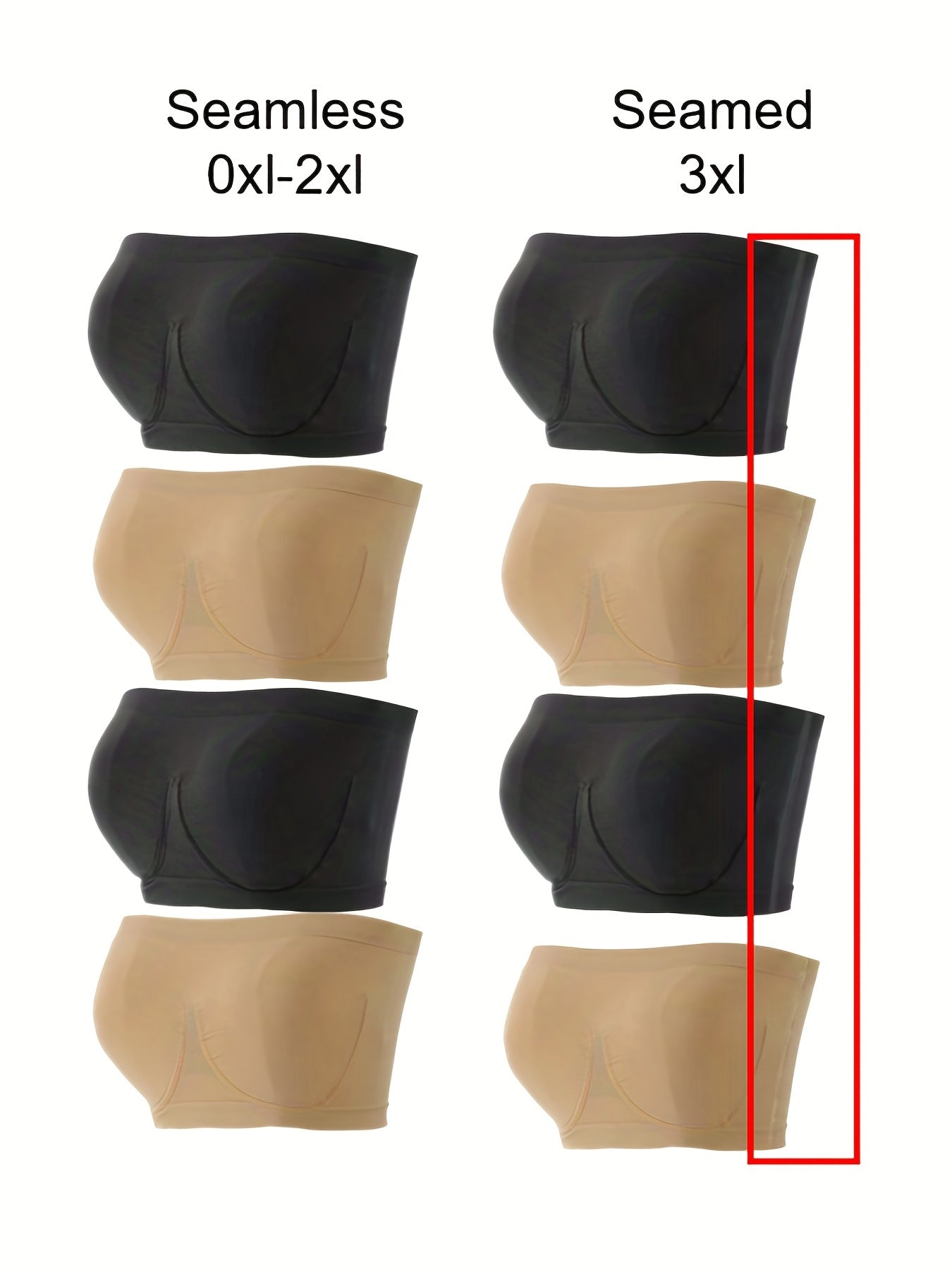 4 Pack Plus Size Basic Tube Bra Set Women's Plus Plain Ruched Comfy Wireless