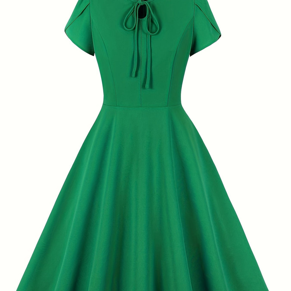  Casual Dress Women's Plus Solid Petal Sleeve Dress