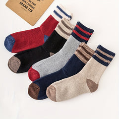 5 Pairs Striped Colorblock Socks - Women's Mid Tube Stockings