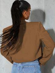  Long Sleeve Solid Crop Blazer