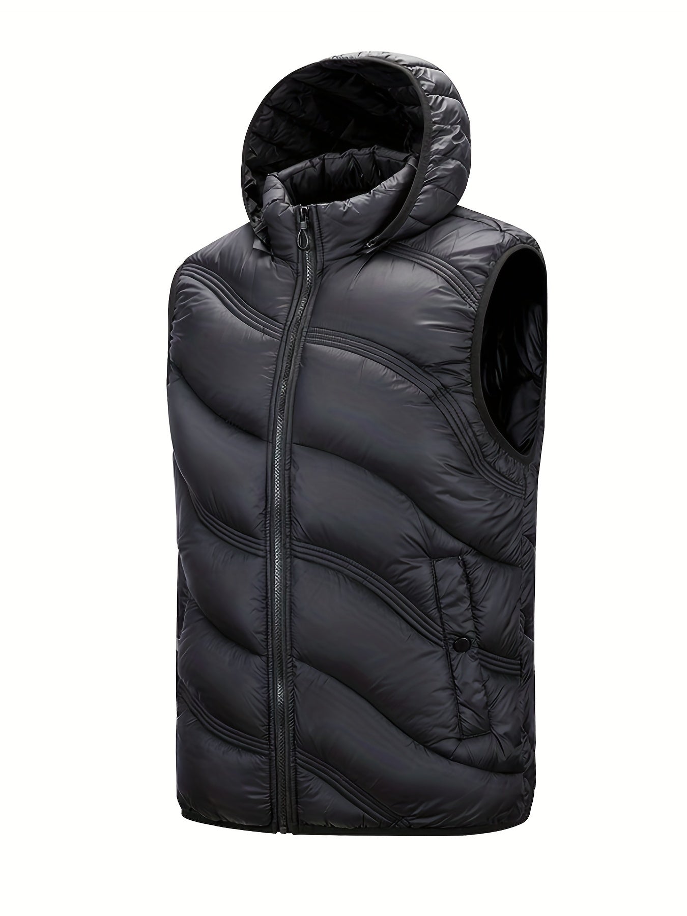 Men's Warm Hooded Vest Zip Up Casual Fall Winter