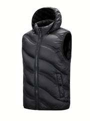 Men's Warm Hooded Vest Zip Up Casual Fall Winter
