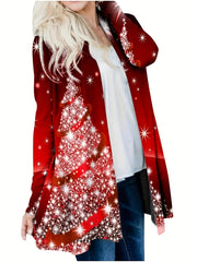  Glitter Christmas Tree Print Cardigan