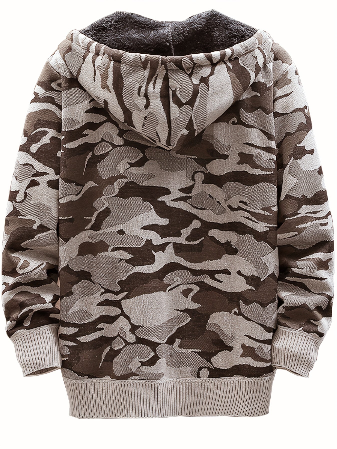 Camouflage Hooded Jacket Men's Zipper Pockets Sweatshirt