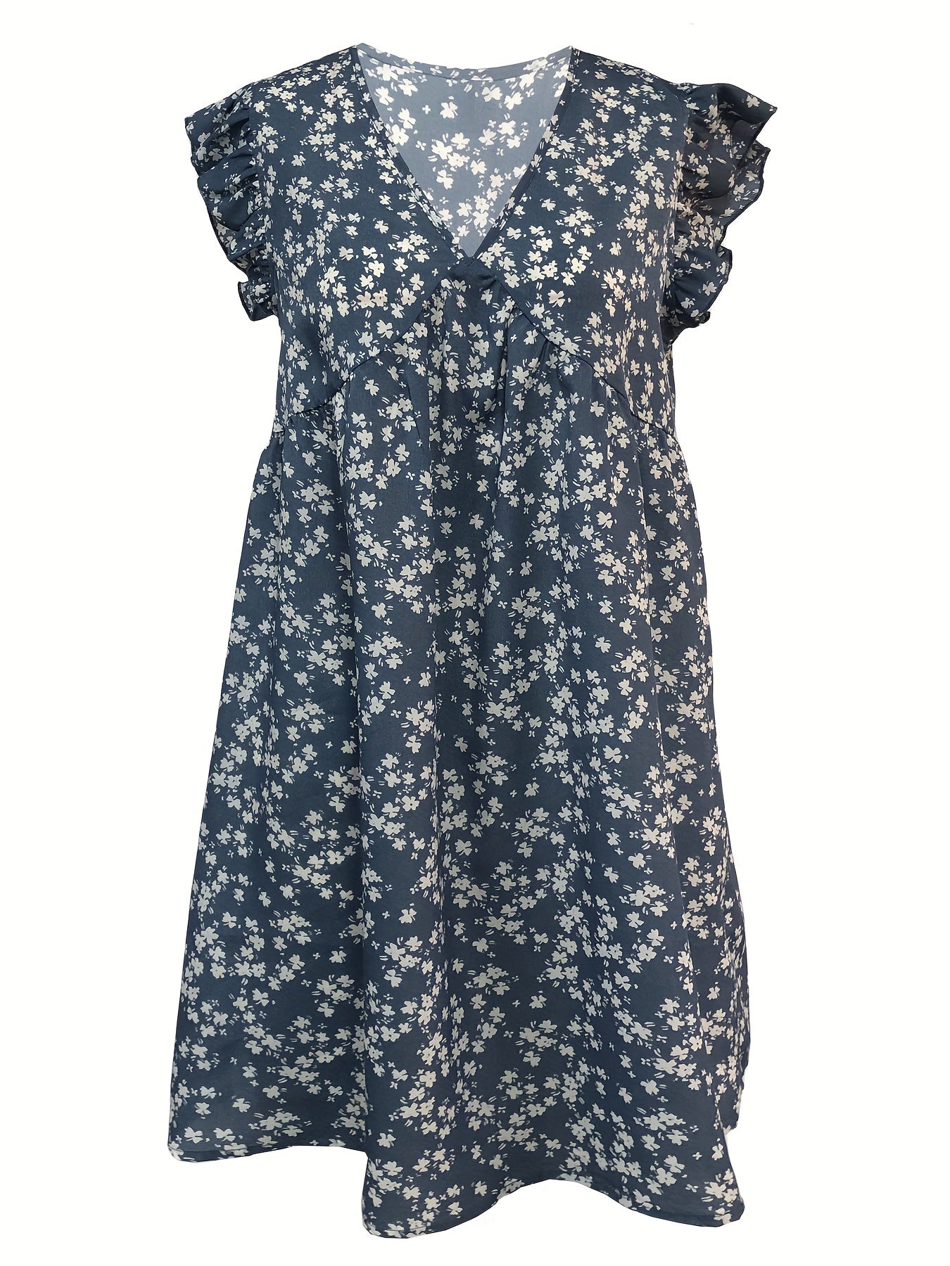 Floral V-Neck Dress Ruffle Sleeve for Spring & Summer