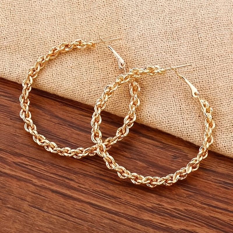 Chunky Chain Hoop Earrings 18K Plated Alloy Ear Jewelry Decorations