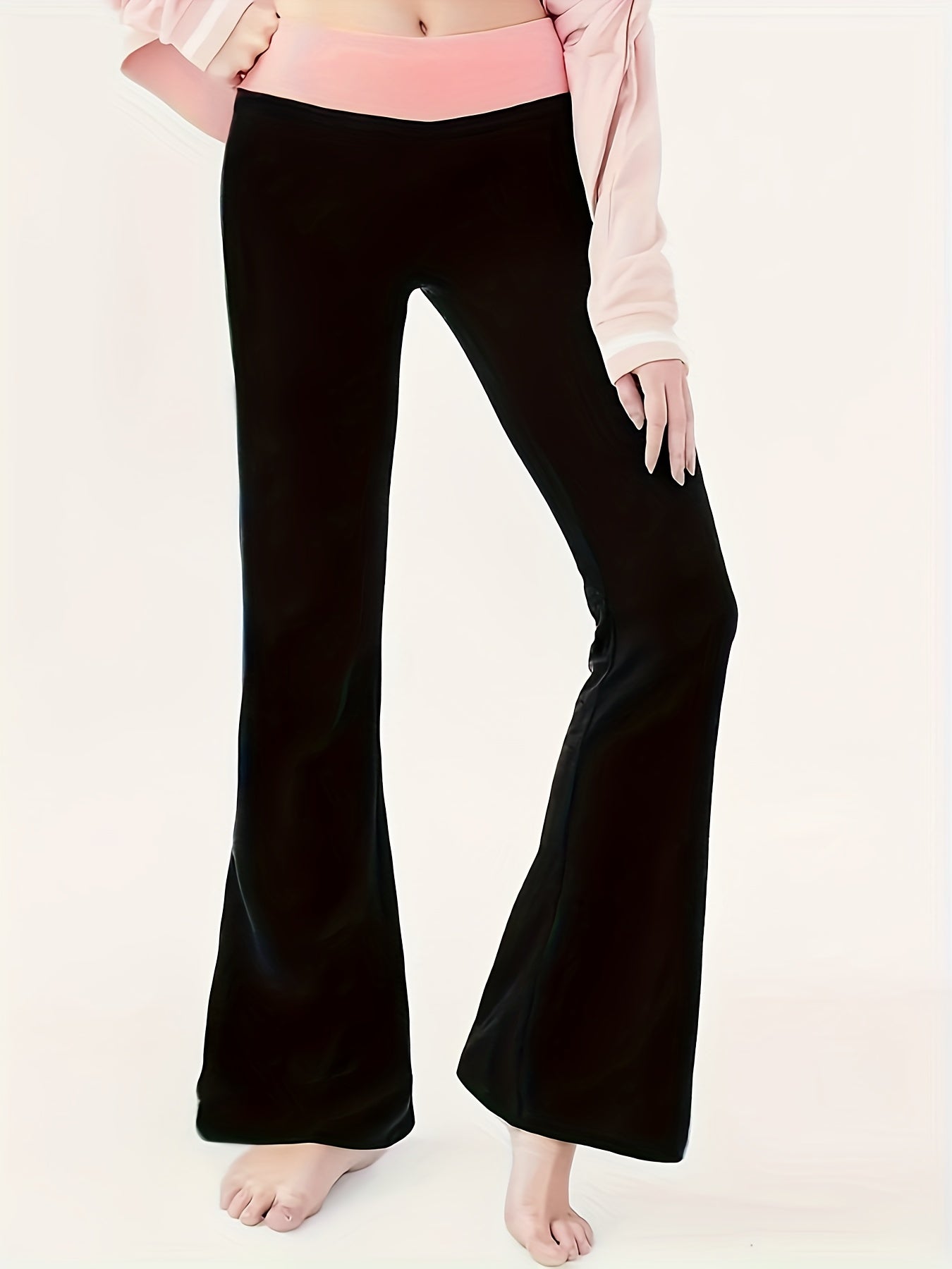  Colorblock High Rise Flared Leg Pants