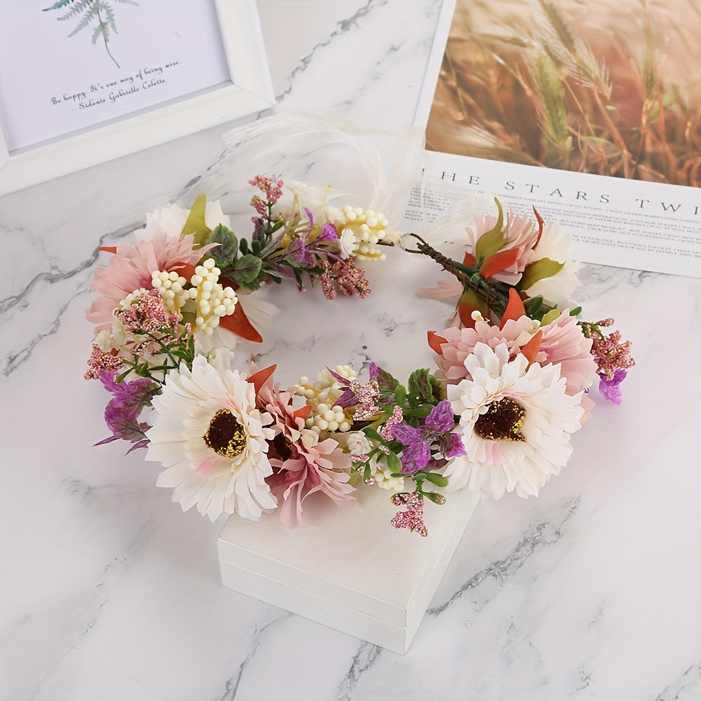 Rose Wreath Headband Simulation Flower Hair Band