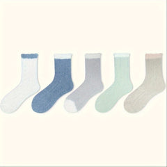 3-Pack Colorblock Fuzzy Socks Warm Mid Tube Stockings