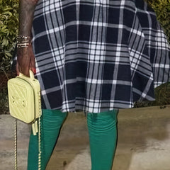  Plaid Print A Line Mini Skirt With Pockets