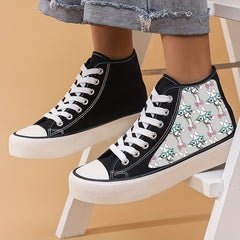 Giraffe Glasses High Top Canvas Shoes - Lightweight & Durable