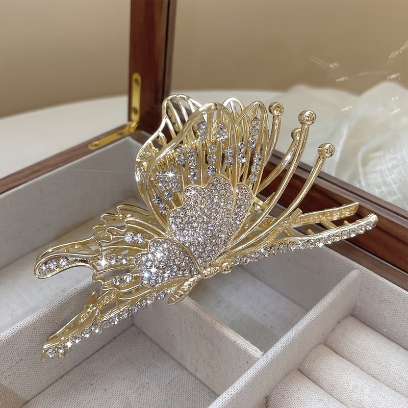 Rhinestone Butterfly Hair Claw Clips Large Non Slip Strong Metal Hair Clips
