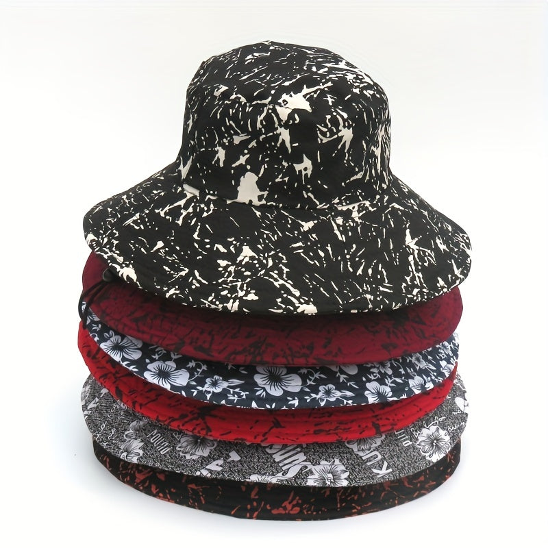 Tie Dye Print Sun Hat Solid Cotton Bucket Hat Casual Outdoor UV Protection Booni