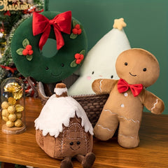 40cm Christmas Gingerbread Man Wreath Festive Decoration & Plush Toy Gift