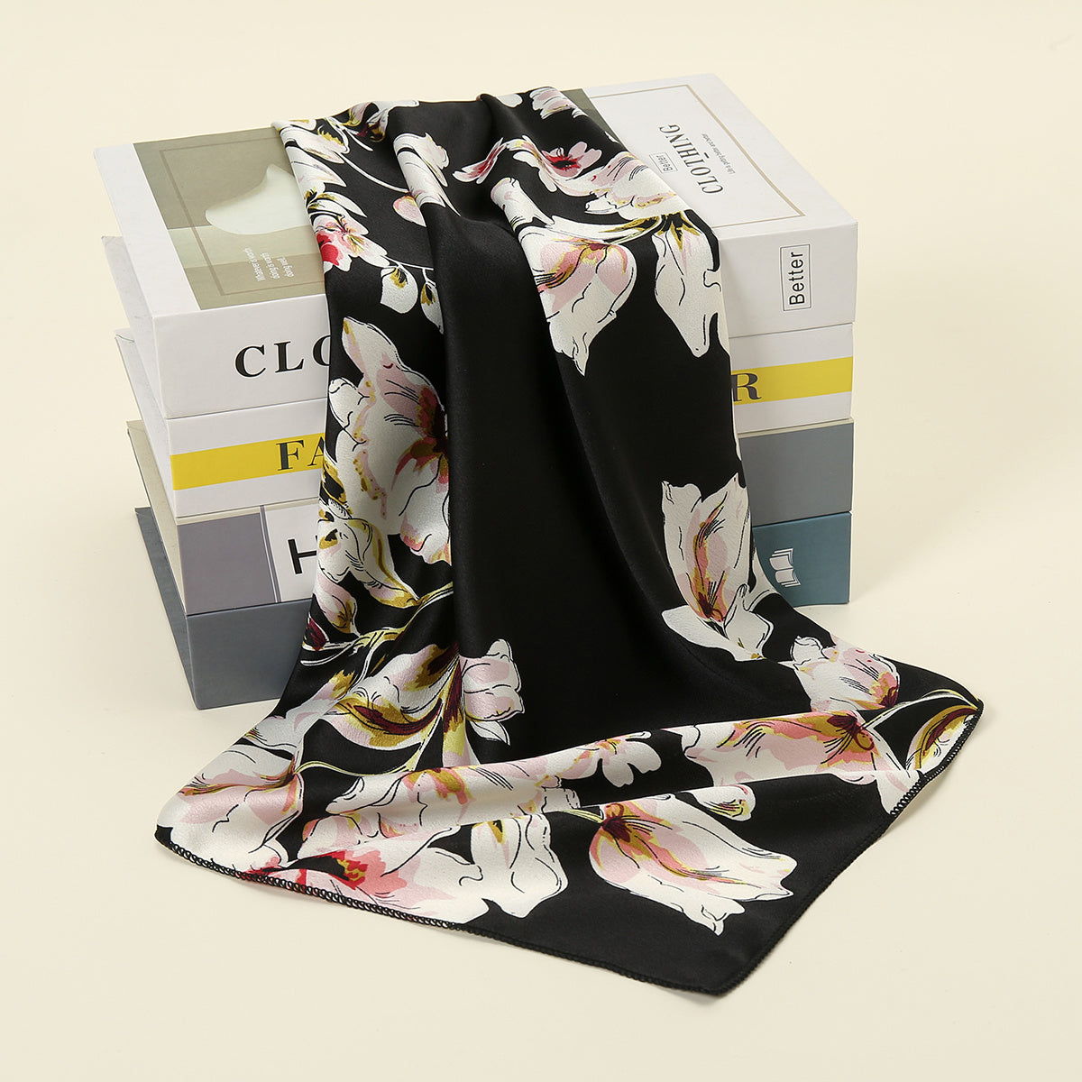 Floral Square Scarf Headwrap Windproof Neck Wrap Hair Accessory