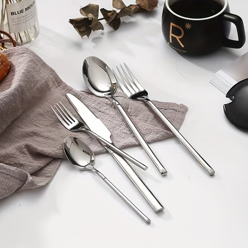 24pcs Silverware Set Mirror Polished Cutlery Utensil Set Home Kitchen