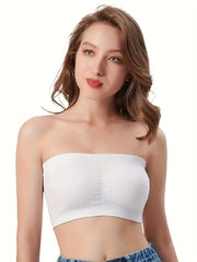 4pcs Seamless Invisible Bandeau Bras Comfy Soft Stretch Everyday Bra